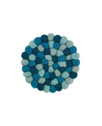 Suport rotund din lana, albastru, 10 cm, Lana - CILIO
